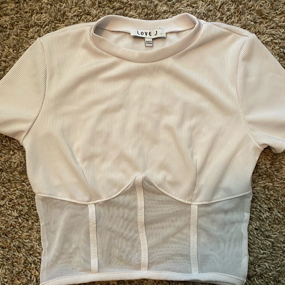 White Cropped shirt, size large
